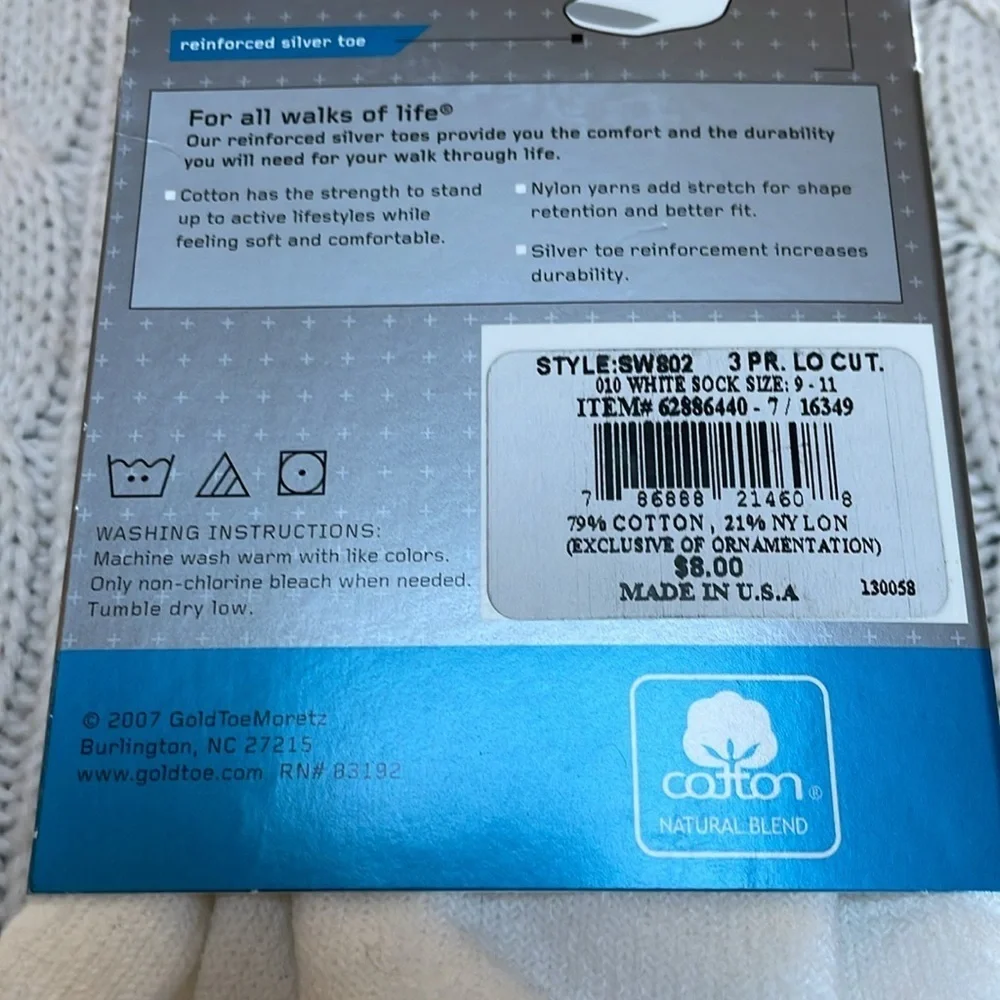 NWT Women’s Silvertoe 3 pack ankle socks cotton White footies low silhouette